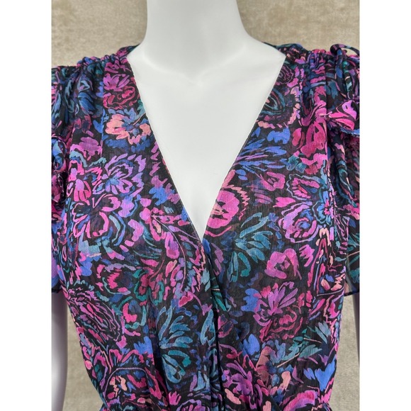 MISA Los Angeles Dress Womens Small Purple Colette Midi Floral Electric Party - Picture 2 of 13